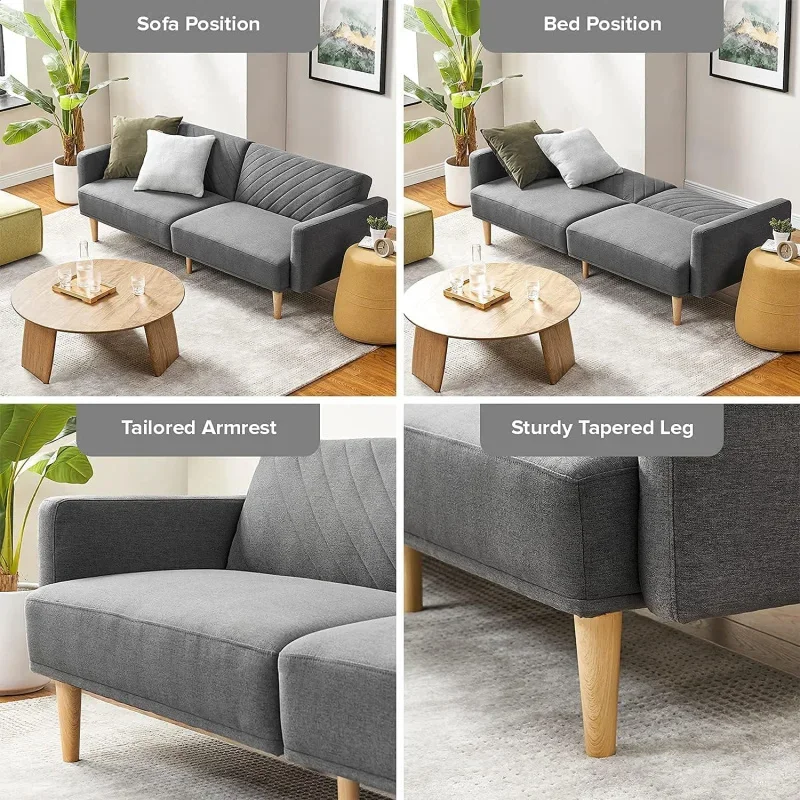 153 Bed Small Sleeper Loveseat Mid Century Modern Futon Couch Sofa Cama Couches for Living Room (Da
