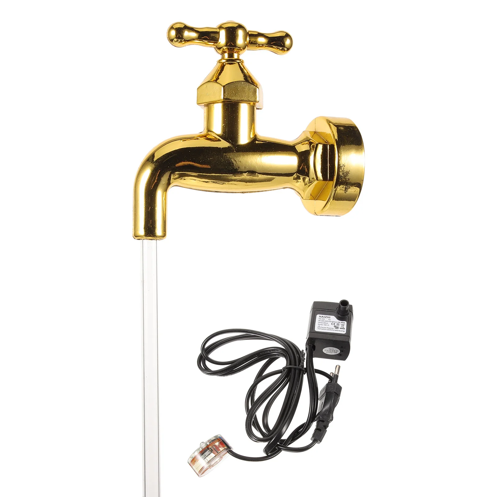 

1 Set of Garden Adornment Watering Fountain Floating Tap Fountain Invisible Flowing Spout (EU Plug)