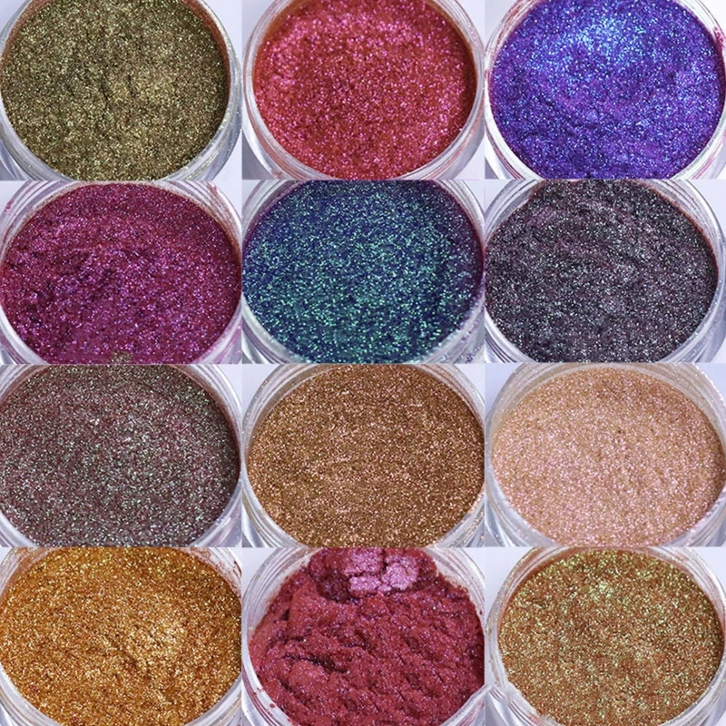 

12 Color Chameleon Mica Powder Pigment for Paint,Dye,Soap Making,Nail Polish,Epoxy Resin,Candle Making,,