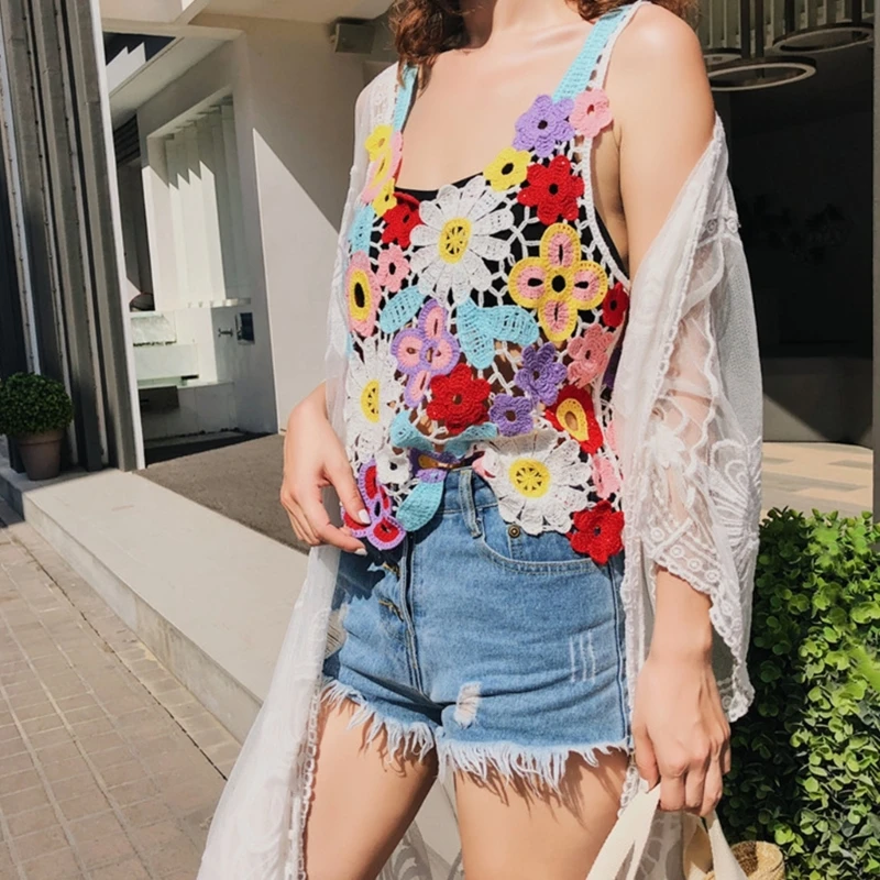 

Sweet Summer Crop Top Hollow Knitted Tops Tees Sexy Summer Shirt Streetwear