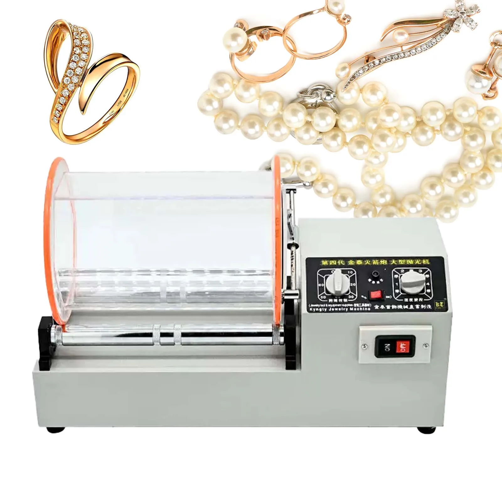 KT-1320 Jewelry Polisher Tumbler16kg Capacity Mini Rotary Tumbler Machine with Timer Jewelry Polisher Finisher for Jewelry Stone