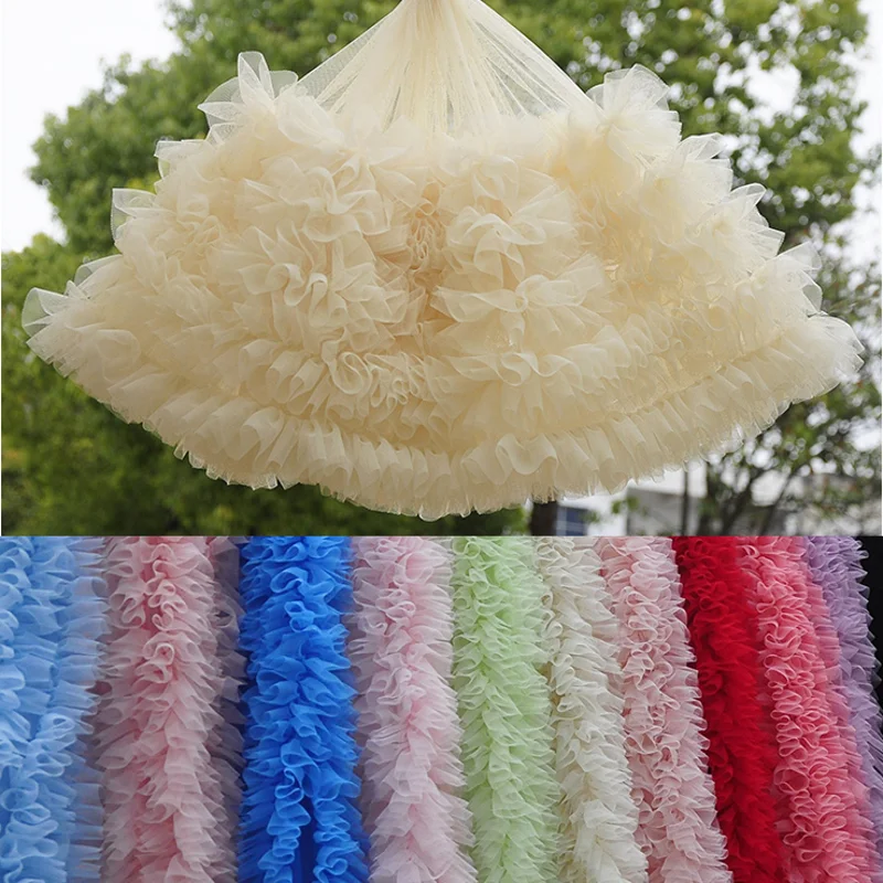 Плиссированная ткань с оборками кружевная отделка для юбки-пачки длина 28 см цвет