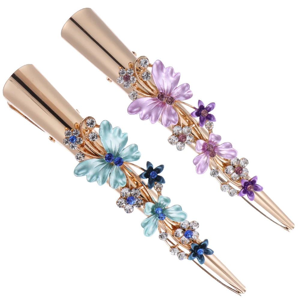 

Hair Clipsalligator Duckbill Barrettes Flower Duckcrystal Billed Metal Teeth Decorative Snapcrease