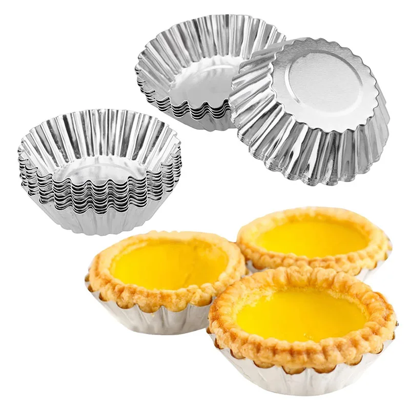 

10Pcs Nonstick Aluminum Alloy Egg Tart Cookie Mold Flower Shape Reusable Cupcake Chocolates Cake Muffin Baking Cup Tartlets Pans