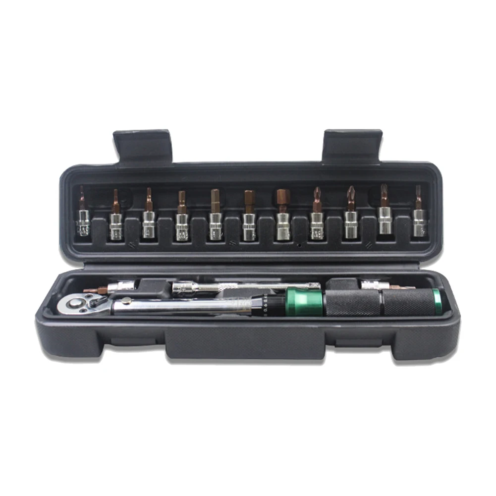 

15pcs Torque Wrench Set 1/4inch Bike Torque Wrench Allen Key Tool Socket Spanner 2-24Nm Micro Extension Bar Bicycle Repair Tool