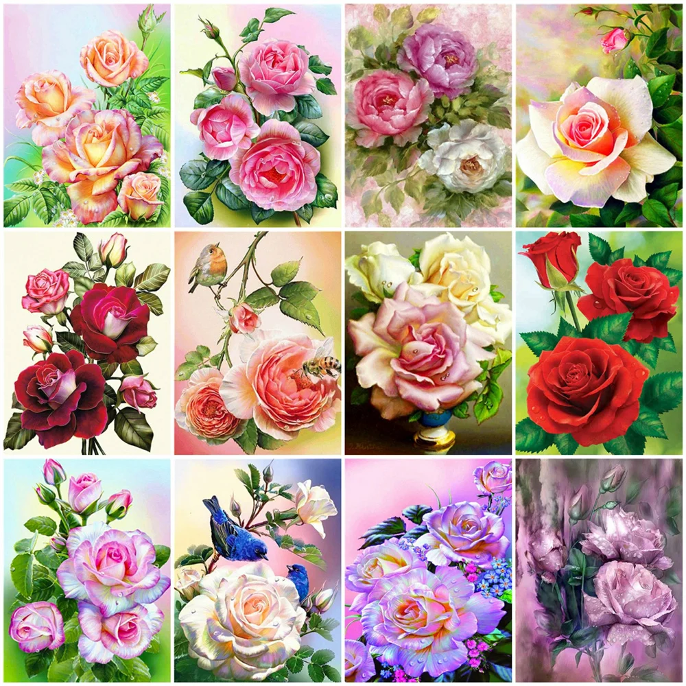 

Картина маслом по номерам, роза, акрил на холсте, Настенная картина «сделай сам», картина по номерам, цветок для гостиной