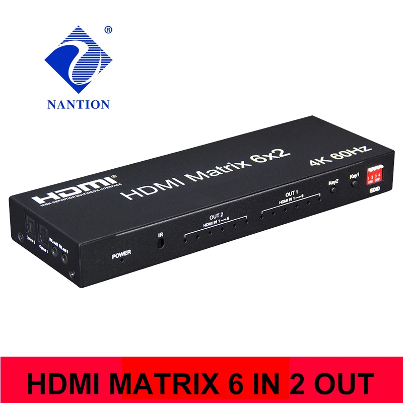 Матричный переключатель HDMI 6x2 4k 60 Гц профессиональный матричный сплиттер 6 в 2