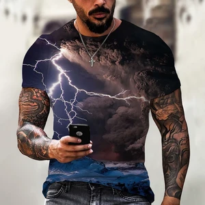 2022 Summer Men's Top Oversized T-Shirt Casual Lightning Cool 3d Digital Print T Shirts for Male Short Sleeve Tee Free Shipping
