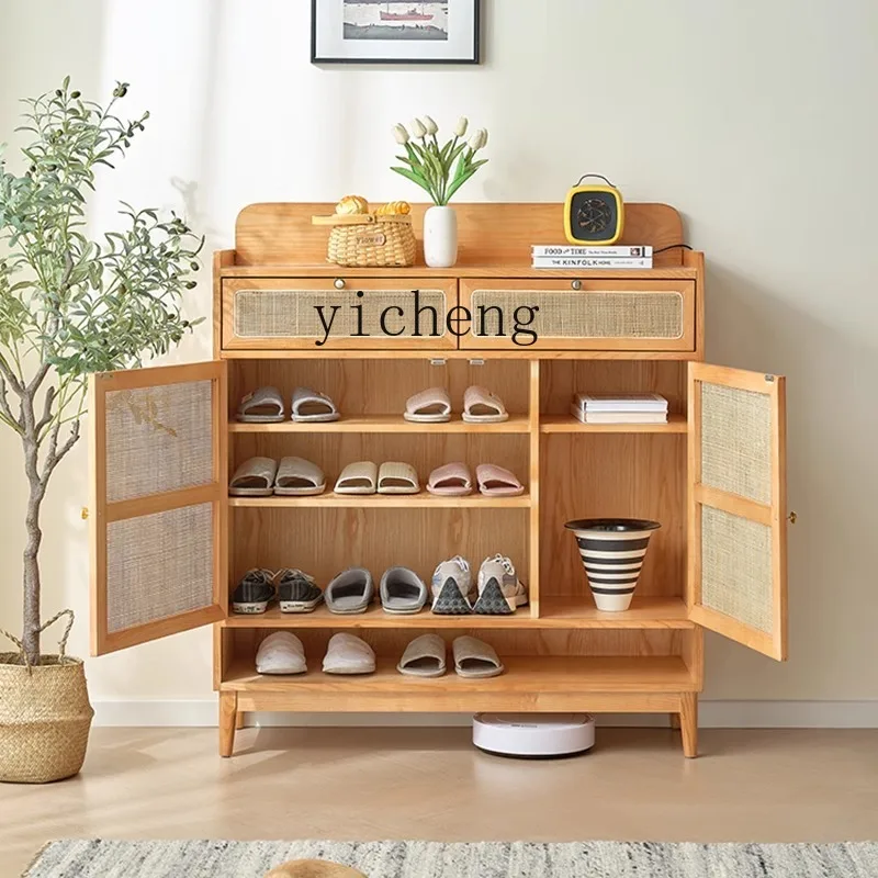 ZF Solid Деревянный шкафчик для обуви винтажный ультратонкий и простой домашний