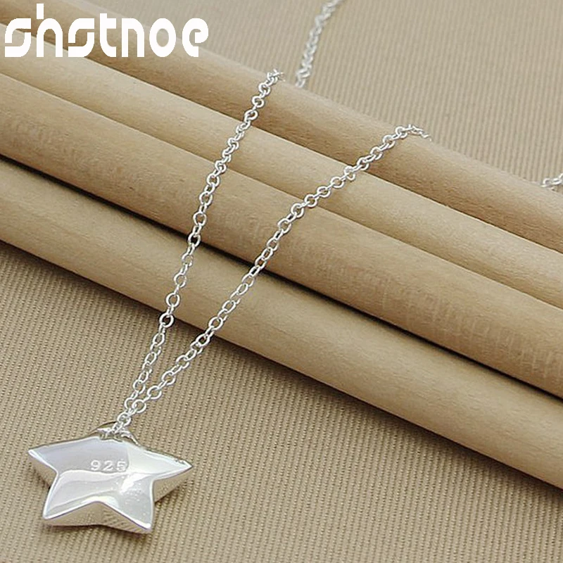 

925 Sterling Silver 16-30 Inch Chain Five-pointed Star Pendant Necklace For Women Engagement Wedding Fashion Charm Jewelry
