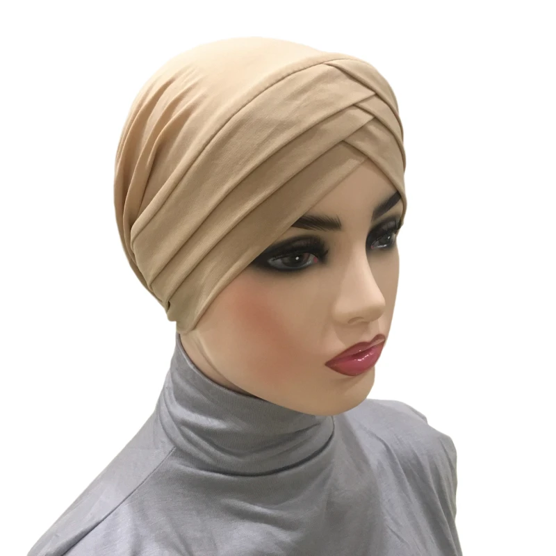 H139a высококачественный крестообразный мусульманский женский шарф-Тюрбан Хиджаб