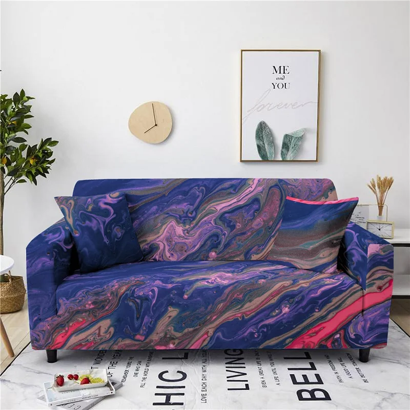 

Colorful Vintage Marble Pattern Printed Sofa Cover Antifouling Elastic Seat Covers Home Decor Sofa Covers for Living Room Home
