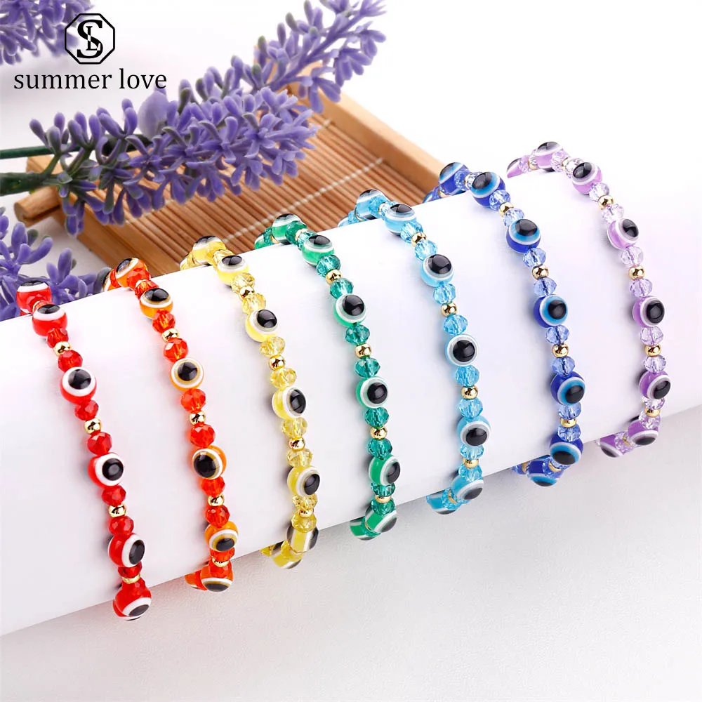 

New Designer Evil Blue Eye Bracelet Bangle for Women Handmade Rope Braided Crystal Jewelry Beads Bracelets