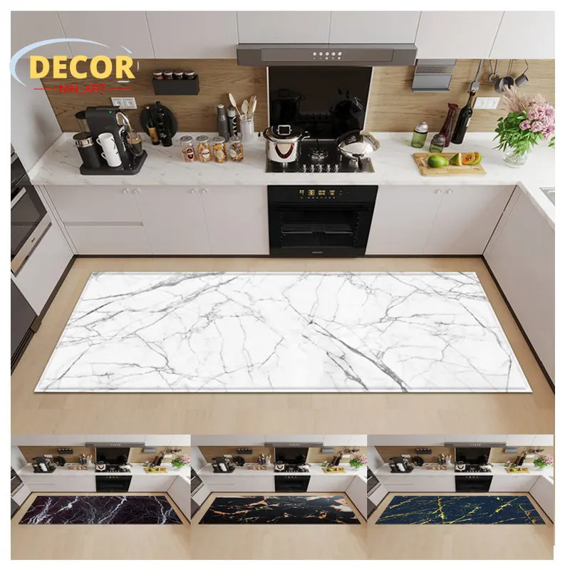

3D Printed Marble Grain Mat Anti-Slip Area Carpet For Kitchen Floor Home Hallway Entrance Living Room Bedroom Door Decor Rugs