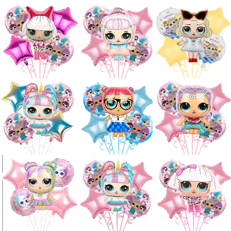 

5pcs/set Lol Surprise Dolls Foil Balloons Set Children Girls Birthday Party Decoration Toys Film Gifts for Kids Party Supplies