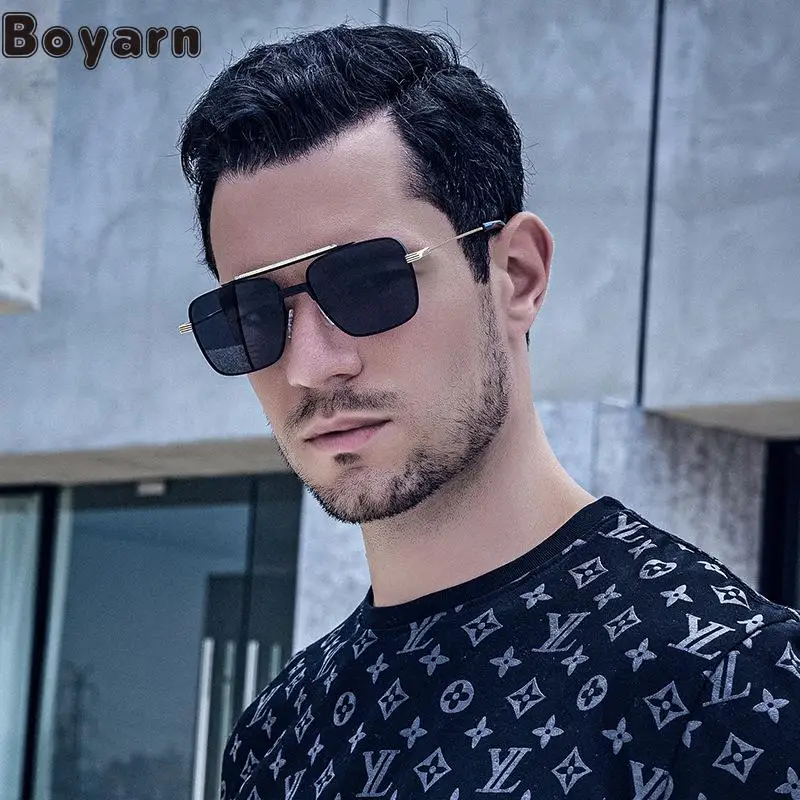 

Retro Double Beam Sunglasses Men's Shades Europe And America Ins Square Sunglasses Men's Fashion Sunscreen Glasses Gafas de sol