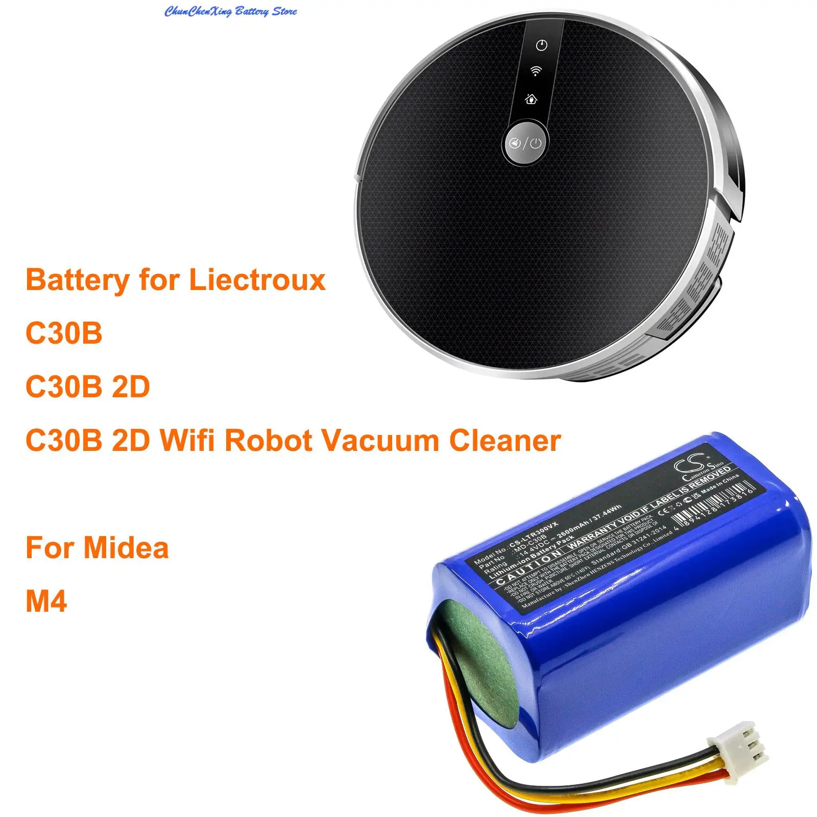 

Cameron Sino 2600mAh Vacuum Cleaner Battery MD-C30B for Liectroux C30B, C30B 2D, C30B 2D Wifi Robot Vacuum Cleaner, For Midea M4