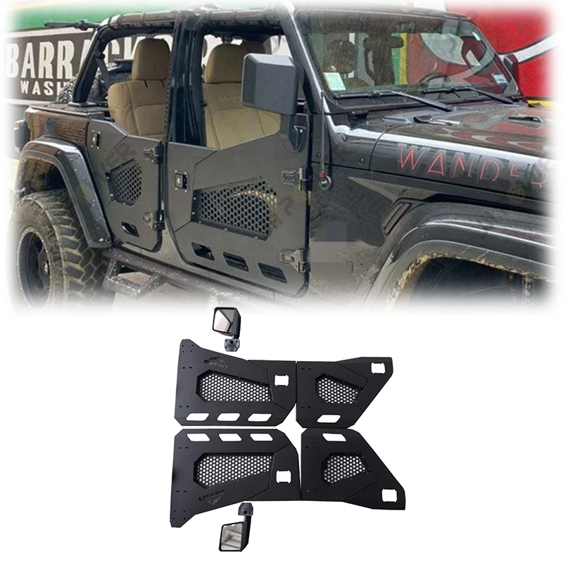 Распродажа 2/4 полудверные стальные двери Spedking с зеркалами для JEEP Wrangler JK/JL