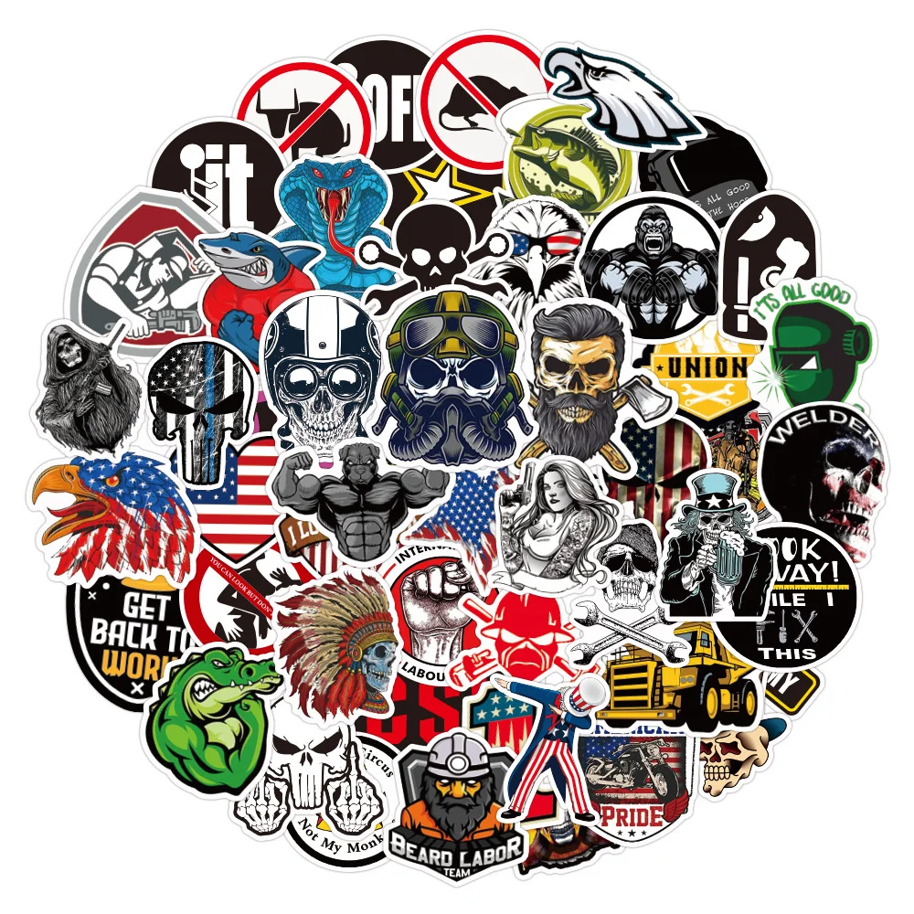

10/30/50PCS Helmet Graffiti Personalized Sticker Toolbox Welding Construction Alliance Funny Water Cup Computer Guitar Wholesale