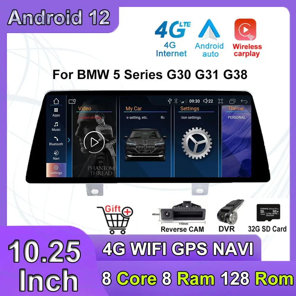 

Сенсорный экран ID8 на Android 12 для BMW G30 G31 G38 2018-2021 EVO, автомобильная система Carplay, мониторы, стерео радио, мультимедийный плеер