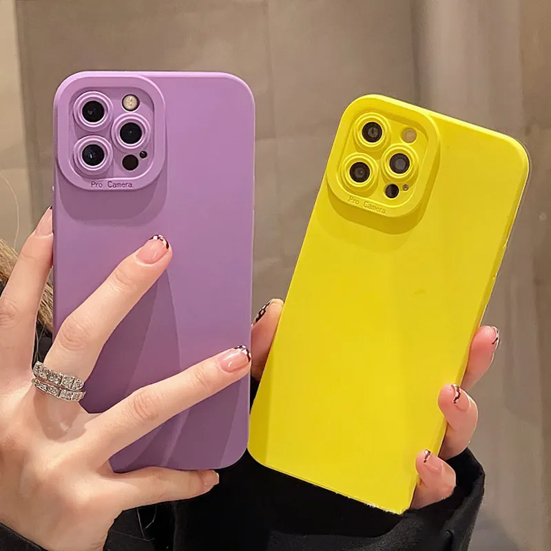 

Bright Color Camera Lens Protection Case For iPhone 13 12 Mini 11 Pro Max 7 8 Plus X S XR XS SE2 Silicone Matte Soft Candy Cover
