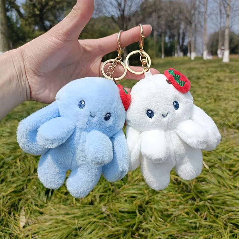 

New strawberry rabbit Key Button Pendant creative Plush Doll pendant cartoon Doll Bag pendant grab doll