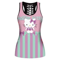 sleeveless womens cycling vest hello kitty t shirt road mountain bike mountain racing top female pink summer sports girl
