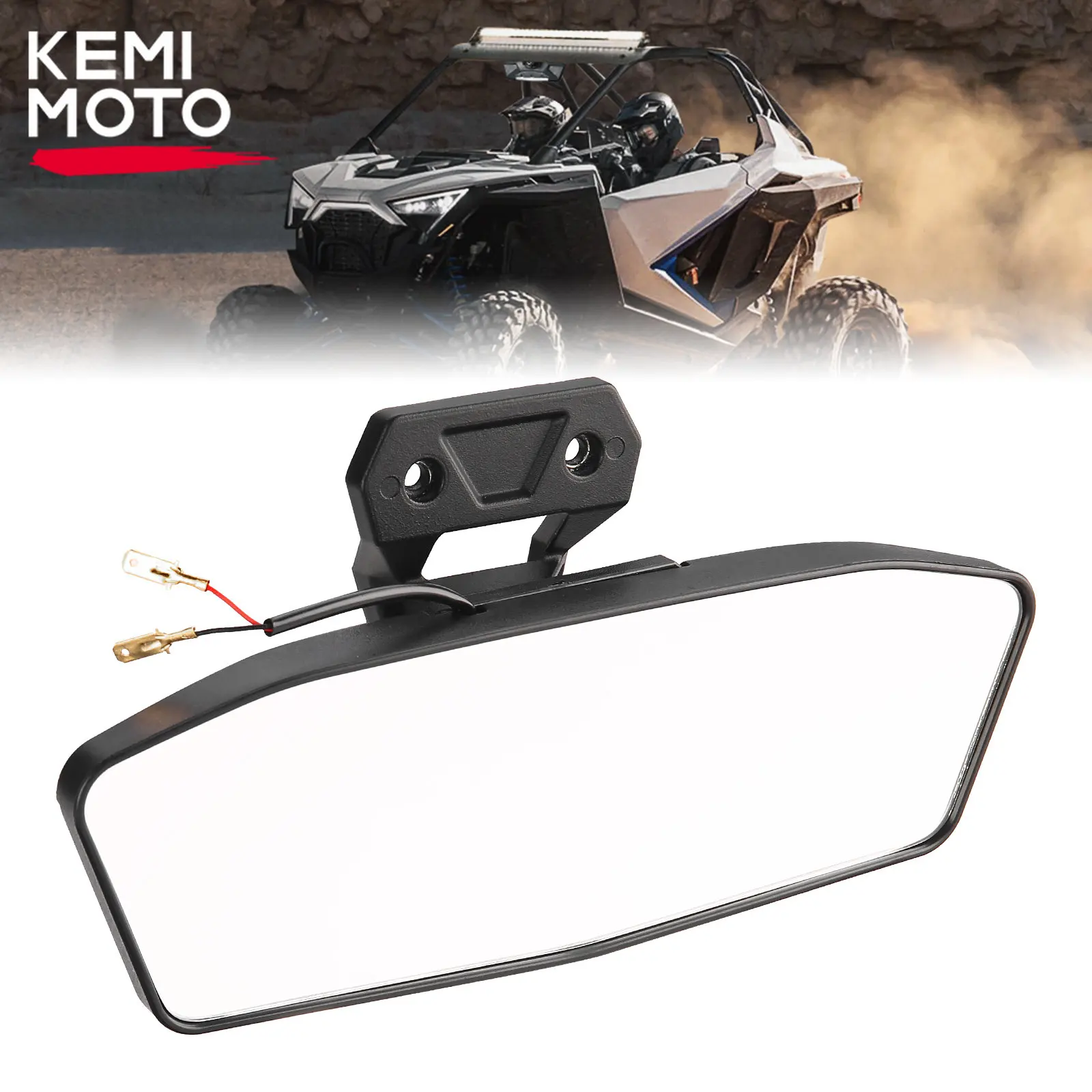 KEMIMOTO UTV Aluminum Rear View Mirror w/ Light Compatible with Polaris RZR PRO XP/XP4 Turbo R/R4 Trail S 900 1000 2020-2023