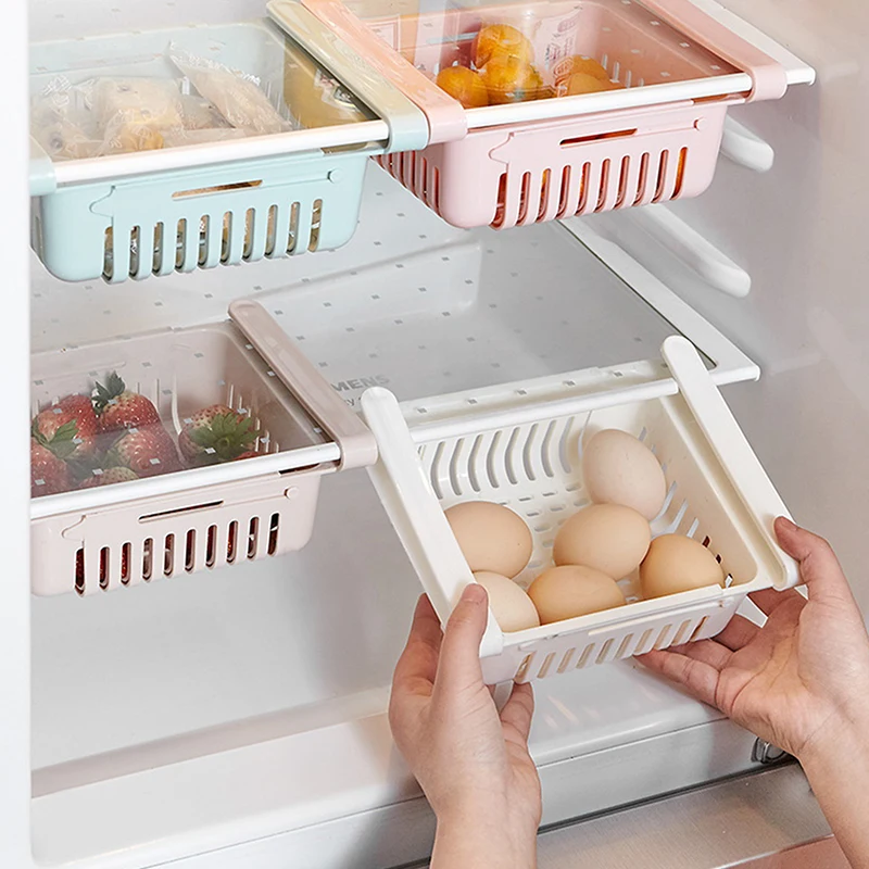 

Retractable Drawer Refrigerator Chest Shelf Hanging Basket Fruit & Egg Container Fridge Freshness Classification Storage Basket