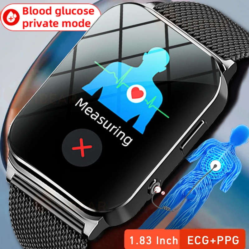 

Новинка 2023, умные часы с монитором уровня глюкозы в крови для мужчин и женщин, водонепроницаемые спортивные Смарт-часы с ЭКГ + ФПГ, термометром и тонометром