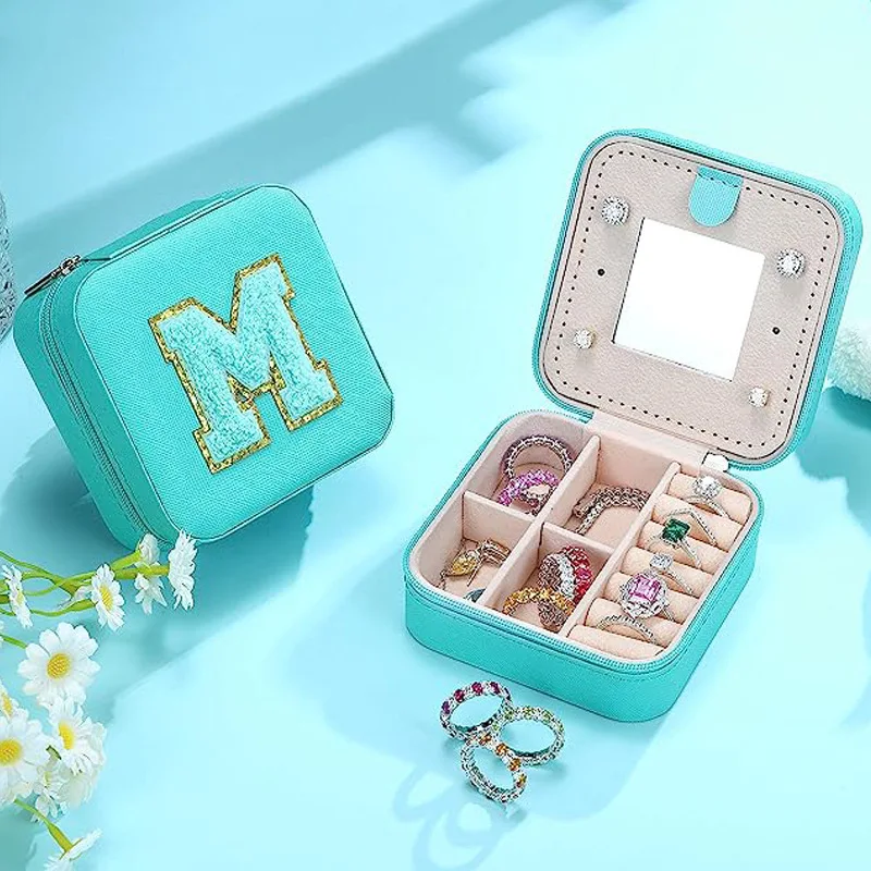 

Makeup Box Letter Jewelry Box Portable Travel Jewelry Storage Box Necklace Ring Earring Makeup Bags