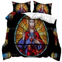 Jesus Christ The Stained Glass Of St Effigias Church Painting Risen Day Of Splendor Religious Believer Duvet Cover By Ho Me Lili
