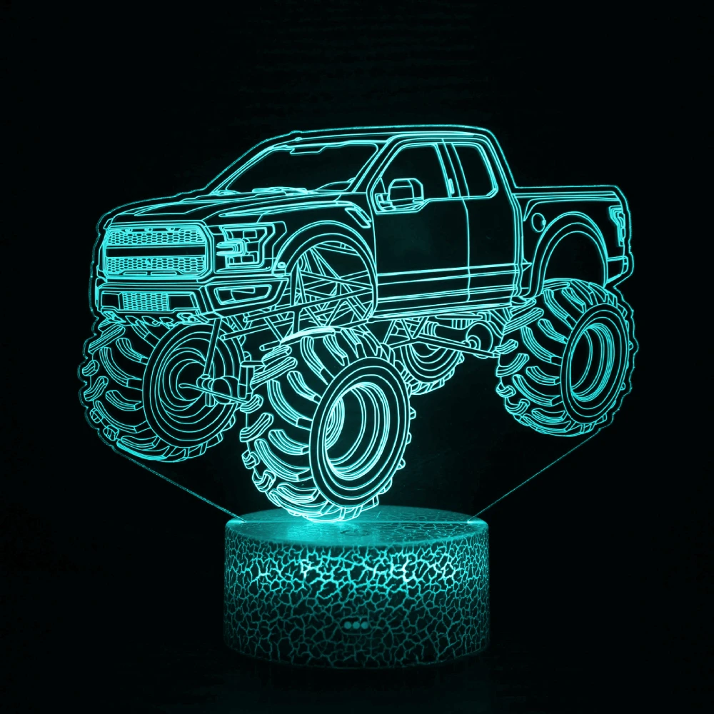 3D ночники Monster Trucks для детей детский ночник мальчиков 7 светодиодов меняющие