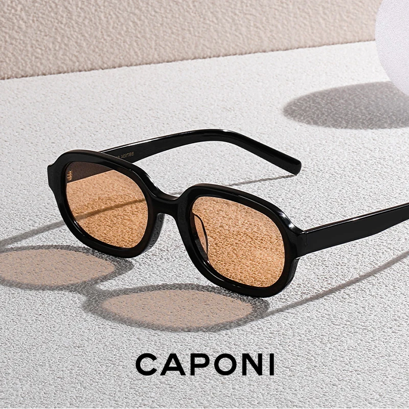 CAPONI Women Sunglasses 2022 Luxury Designer Nylon Lenses Acetate Frame Long-Oval Sun Glasses Fashion Trending Eyewear CP29017
