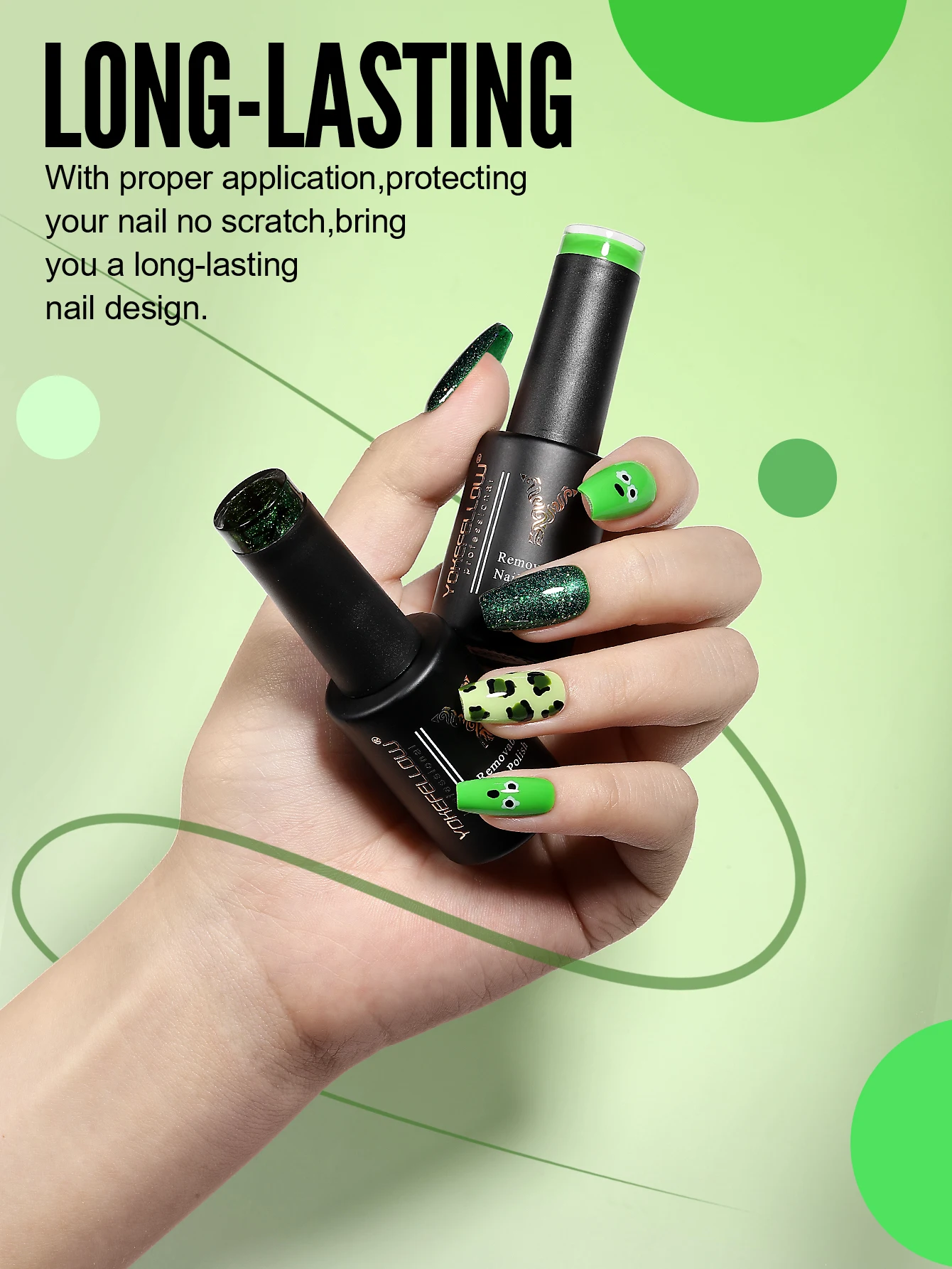 Yokemulti набор гель-лаков для ногтей 6 шт. 10 мл зеленый насыщенный пигмент удаляемый