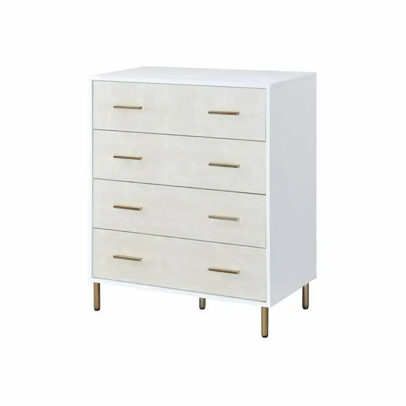 

Myles 4-Drawer Chest in White and Champagne