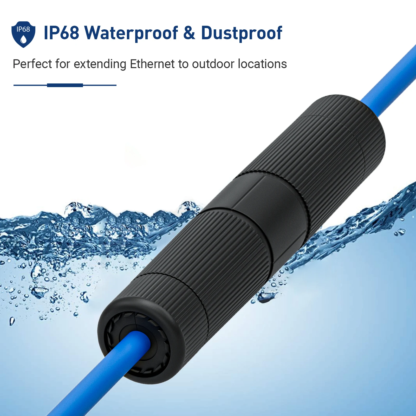 Фото Водонепроницаемая муфта ZoeRax RJ45 IP68, CAT6/CAT5e/CAT5, разъем сетевого соединителя «мама-мама» для наружного Ethernet-кабеля LAN №2