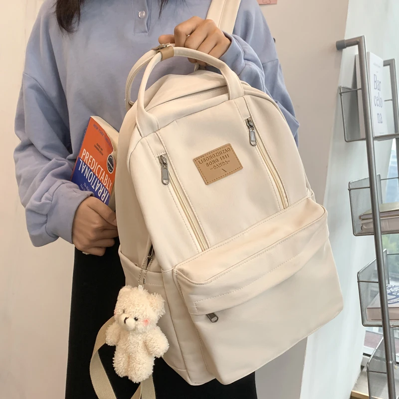 Multifunction Double Zipper Women Backpack Teenager Girls Laptop Backpack Student Shoulder Bag Korean Style Schoolbag