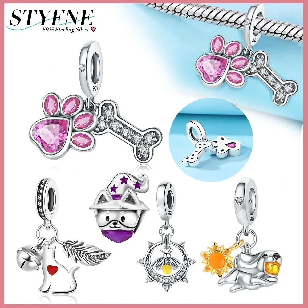 Оригинальный стерлингового серебра 925 пробы милый колокольчик с перьями котенка