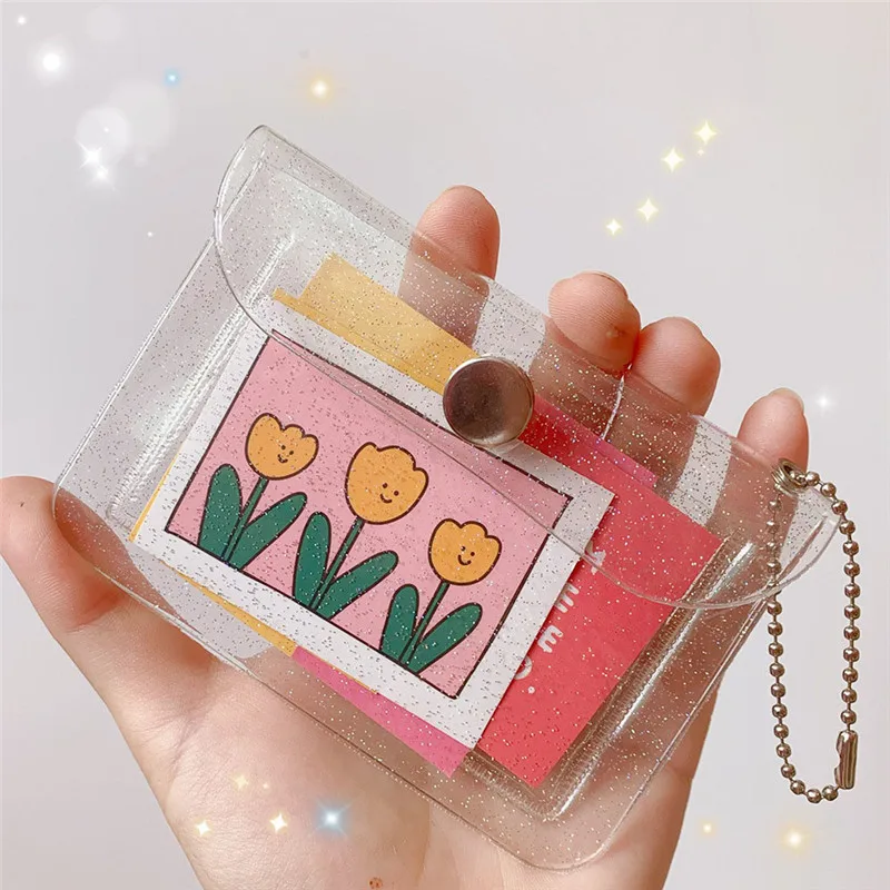 Women Transparent Coin Purse Girls Change Money Pouch Credit Card Holder Wallet PU Female Purses Clutch Bag for Kids Gifts