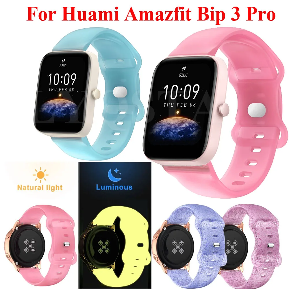 

Браслет для смарт-часов Amazfit GTS 3 2e GTR 42 мм, светящийся силиконовый ремешок для Huami Amazfit Bip S U Bip 3 Pro, 20 мм
