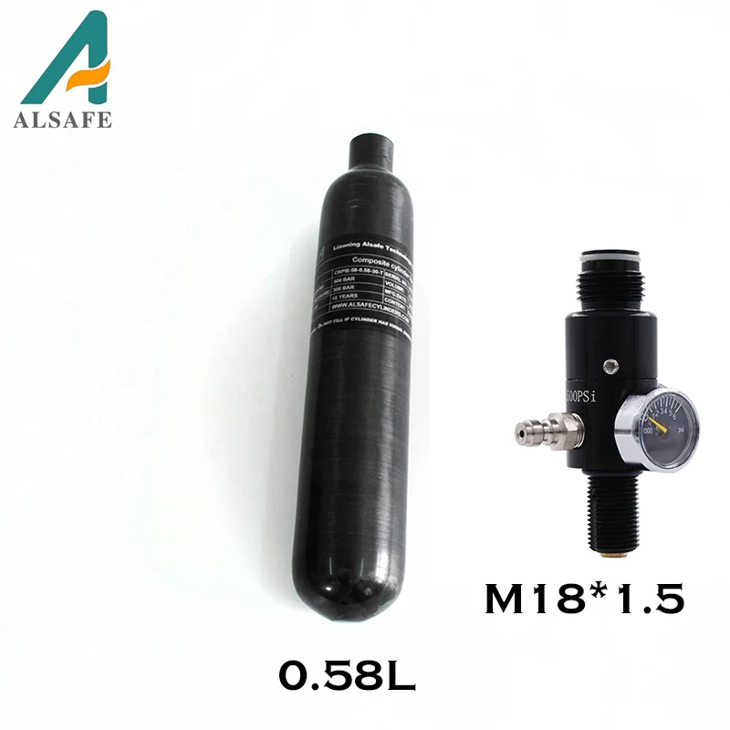 Фото 0.58L 580cc 4500Psi 300Bar баллон из углеродного волокна Воздушный бак HPA заполняющая Станция регулятор клапана зарядки FX M18 * 1,5 №1