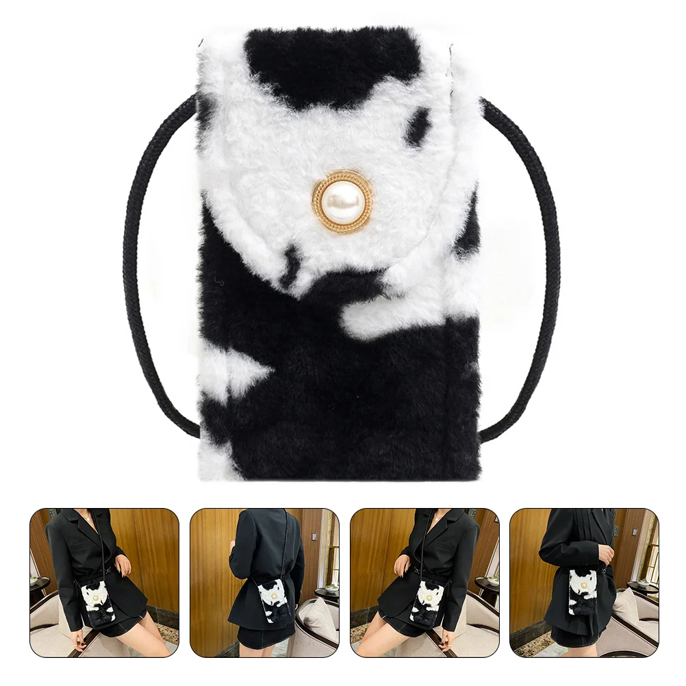 

1Pc Plush Shoulder Bag Chic Fine Nice Cow Pattern Bag Fashion Crossbody Bag