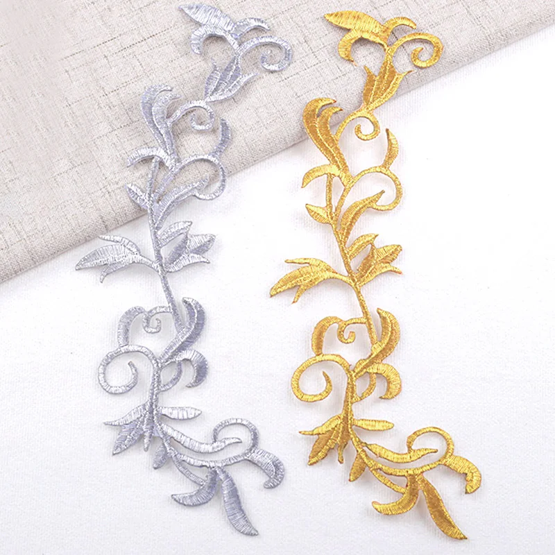 1 пара золотых и серебряных вышитых нашивок Цветочная аппликация железная