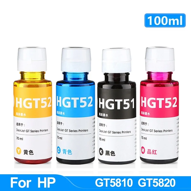 

100 мл/бутылка свежего для HP GT51 GT52 для HP GT5810 GT5820 GT 5810 GT 5820 для всех чернил струйного принтера серии HP GT