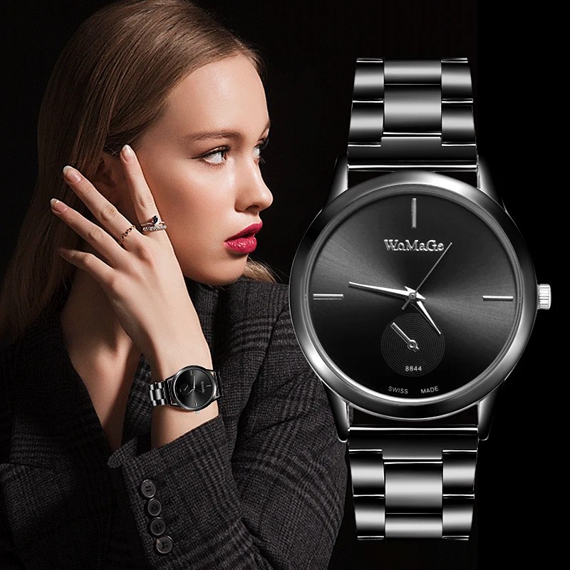 

Womage Women Watches Relogio Feminino Luxury Quartz Wristwatch Full Stainless Steel Female Mujer Clock Ladies Bayan Kol Saati