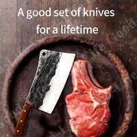butcher knife stainless steel bone chopping chef knife forged stainless steel kitchen knife damascus laser pattern chinese