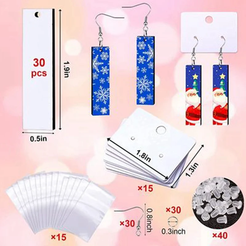 

Новые сублимационные заготовки 30 шт. заготовки для сережек, с крючками для сережек и открытками для рождественских женщин и девочек, сделай ...