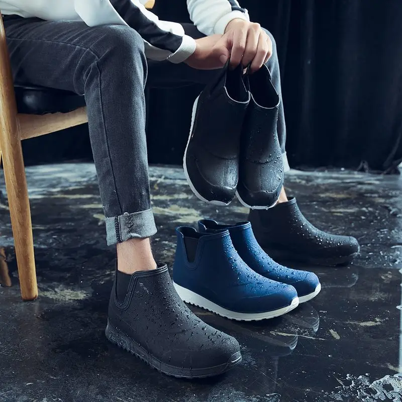 

Fashion Rainboots Men Outer Wear Non-slip Rainboots Soft Bottom Non-slip Kitchen Rubber Shoes Outdoor Fishing Waterproof Shoes