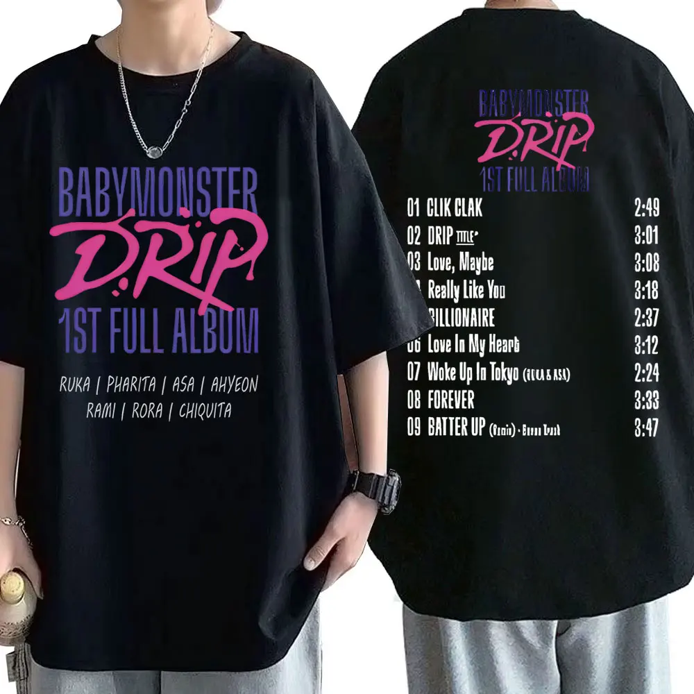Babymonster Drip Ist двухсторонняя футболка с рисунком летняя мужская винтажная уличная